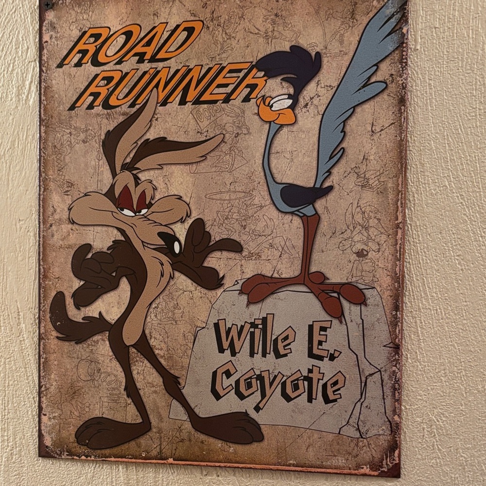 Road Runner and Wile E. Coyote Metal Sign